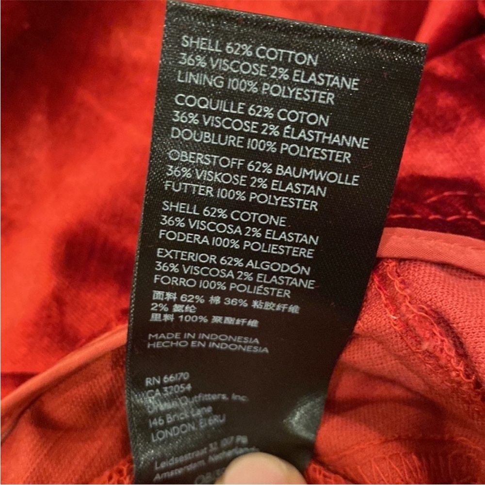 Free People 'Walk With You' Red Velvet Pants / Trousers NWT in Cherry Juice Sz 4 - Picture 9 of 9